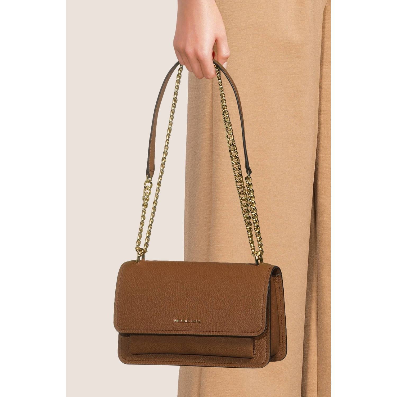 Michael Kors leren crossbody tas Claire Large cognac