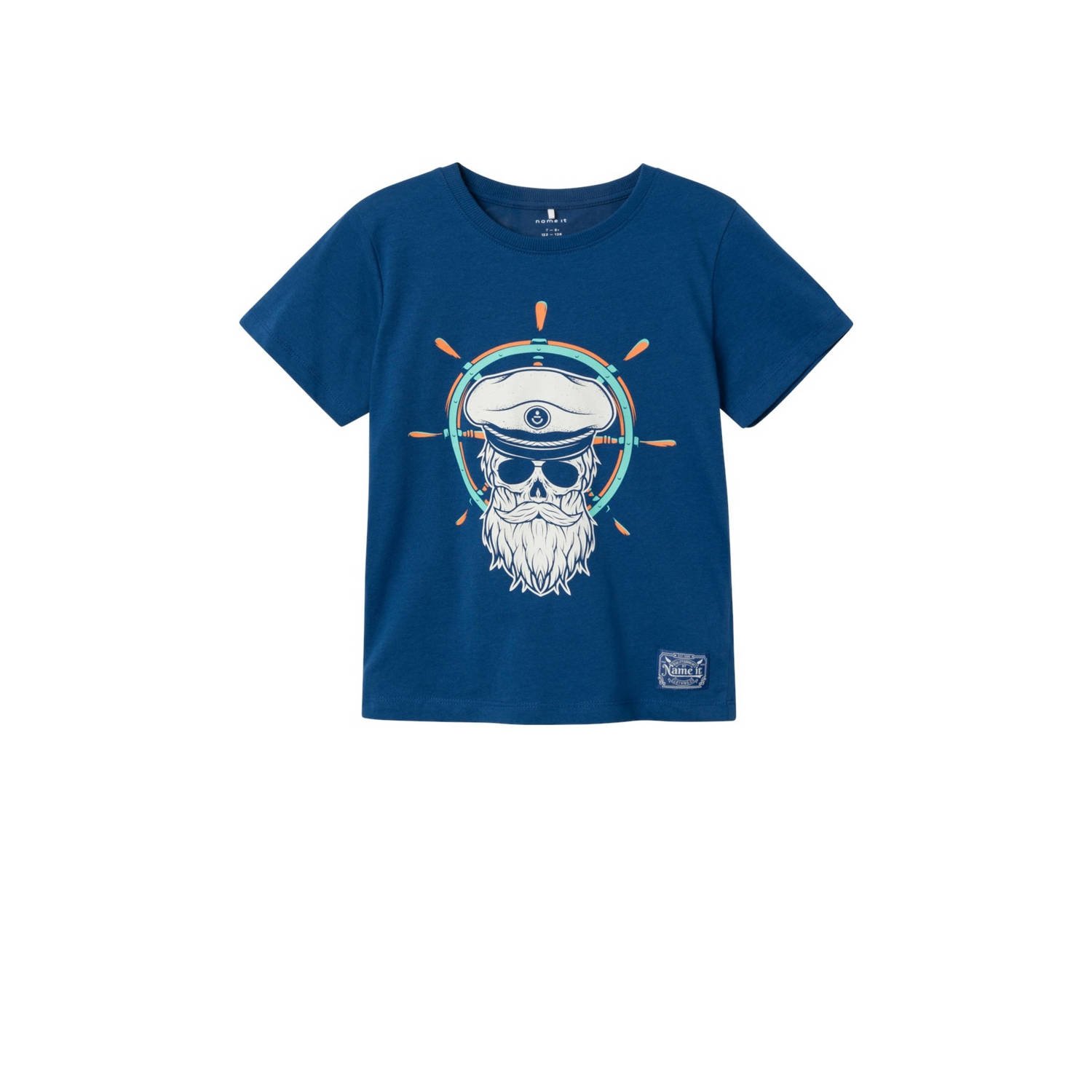 Name it KIDS T-shirt NKMTAVIK met printopdruk hardblauw Jongens Katoen Ronde hals 146 152