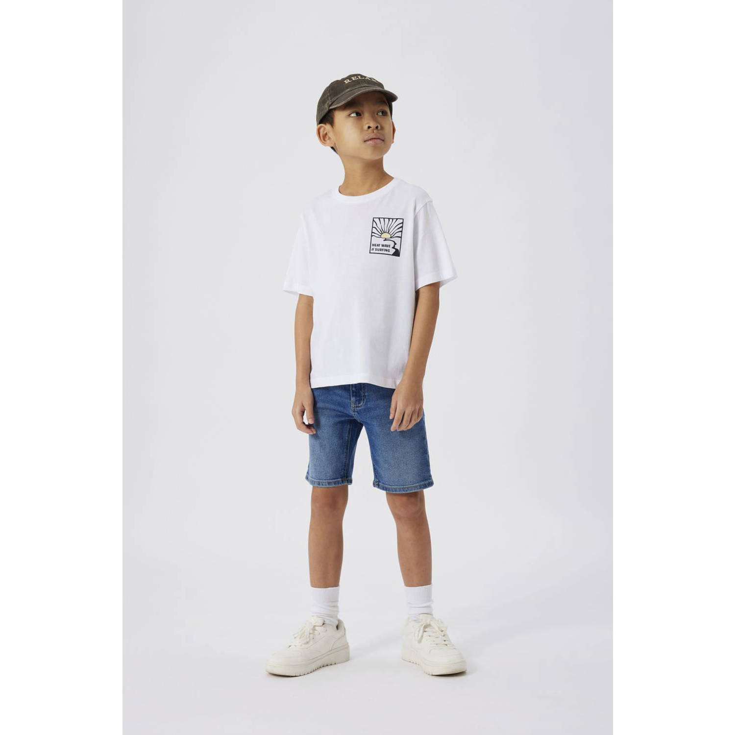 Name it KIDS regular fit denim short NKMRYAN dark blue denim Korte broek Blauw 140