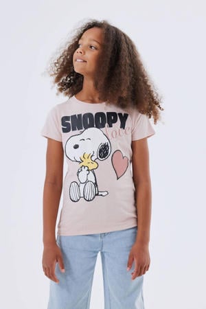T-shirt NKFNANNI SNOOPY met printopdruk zacht oudroze