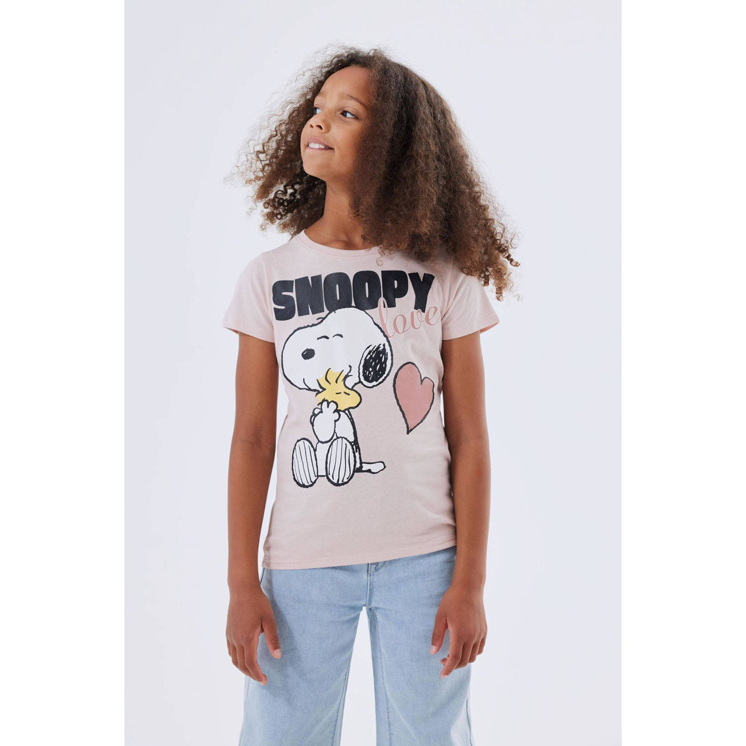 NAME IT KIDS T-shirt NKFNANNI SNOOPY met printopdruk zacht oudroze