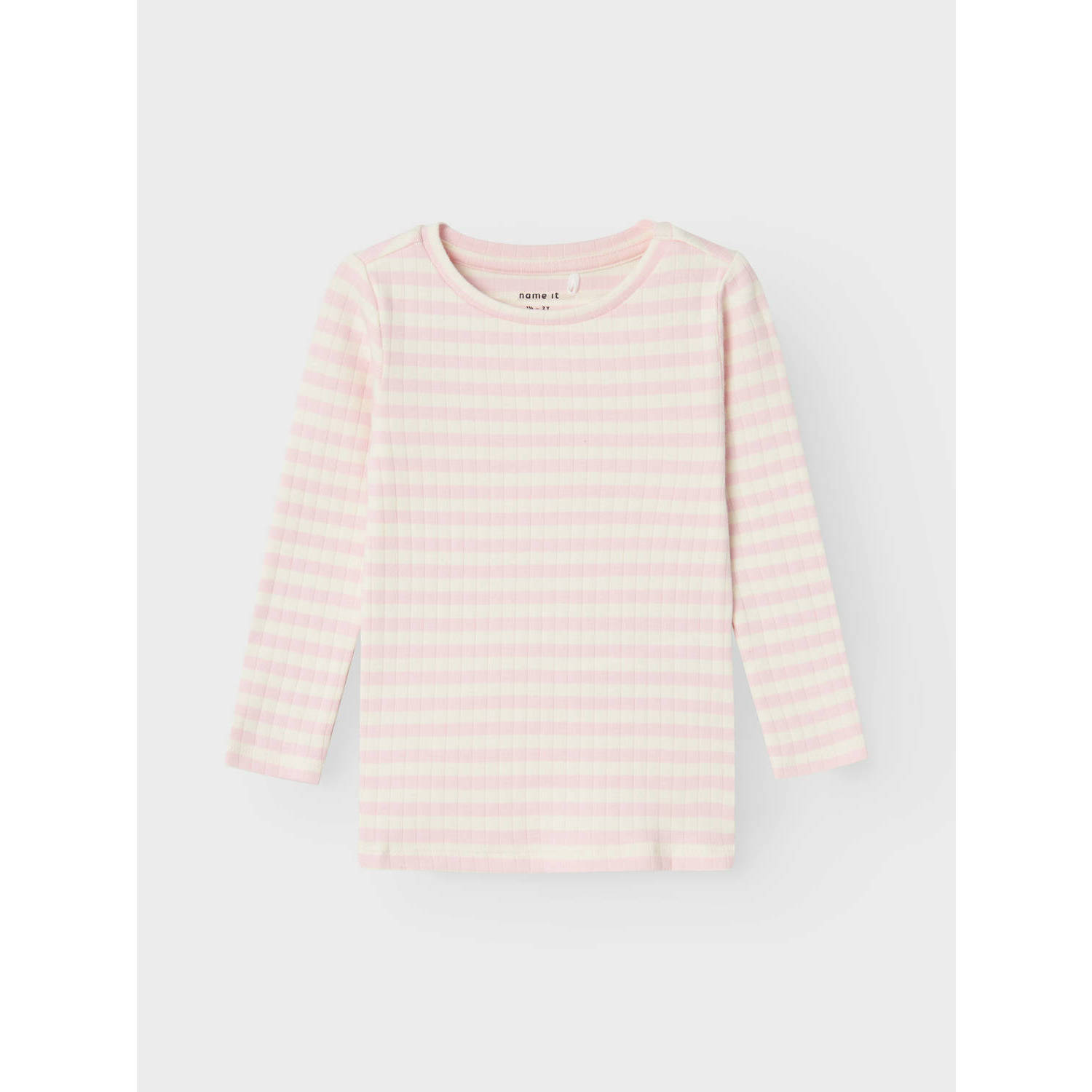 NAME IT MINI gestreepte longsleeve NMFSURAJA lichtroze wit