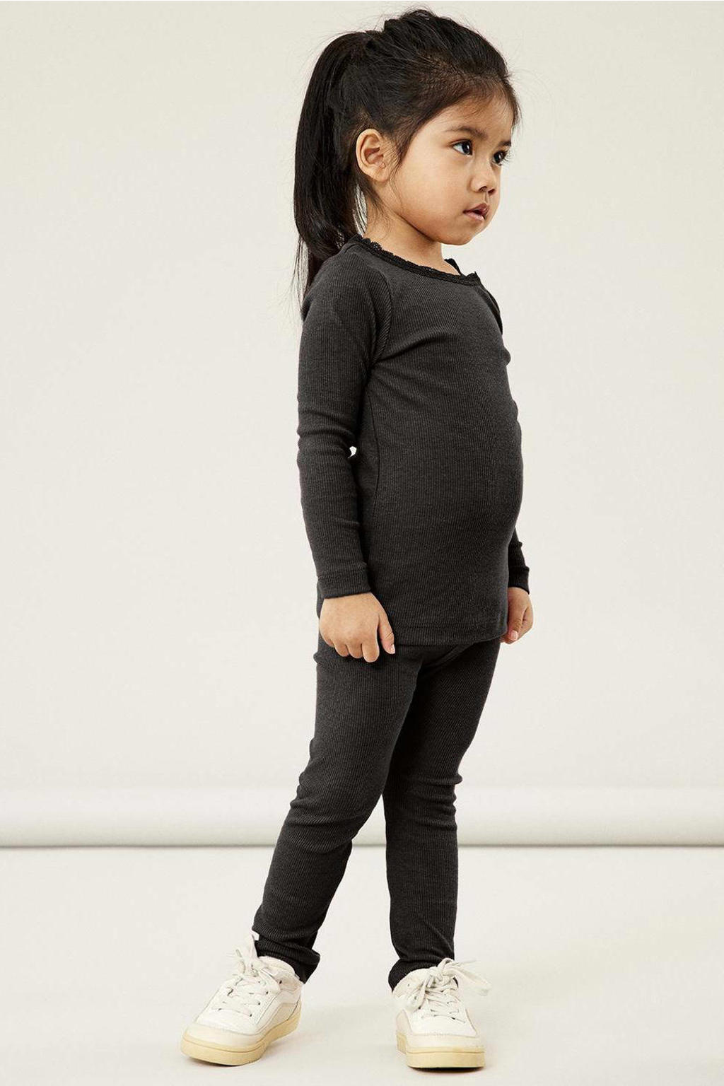 NAME IT MINI ribgebreide longsleeve zwart