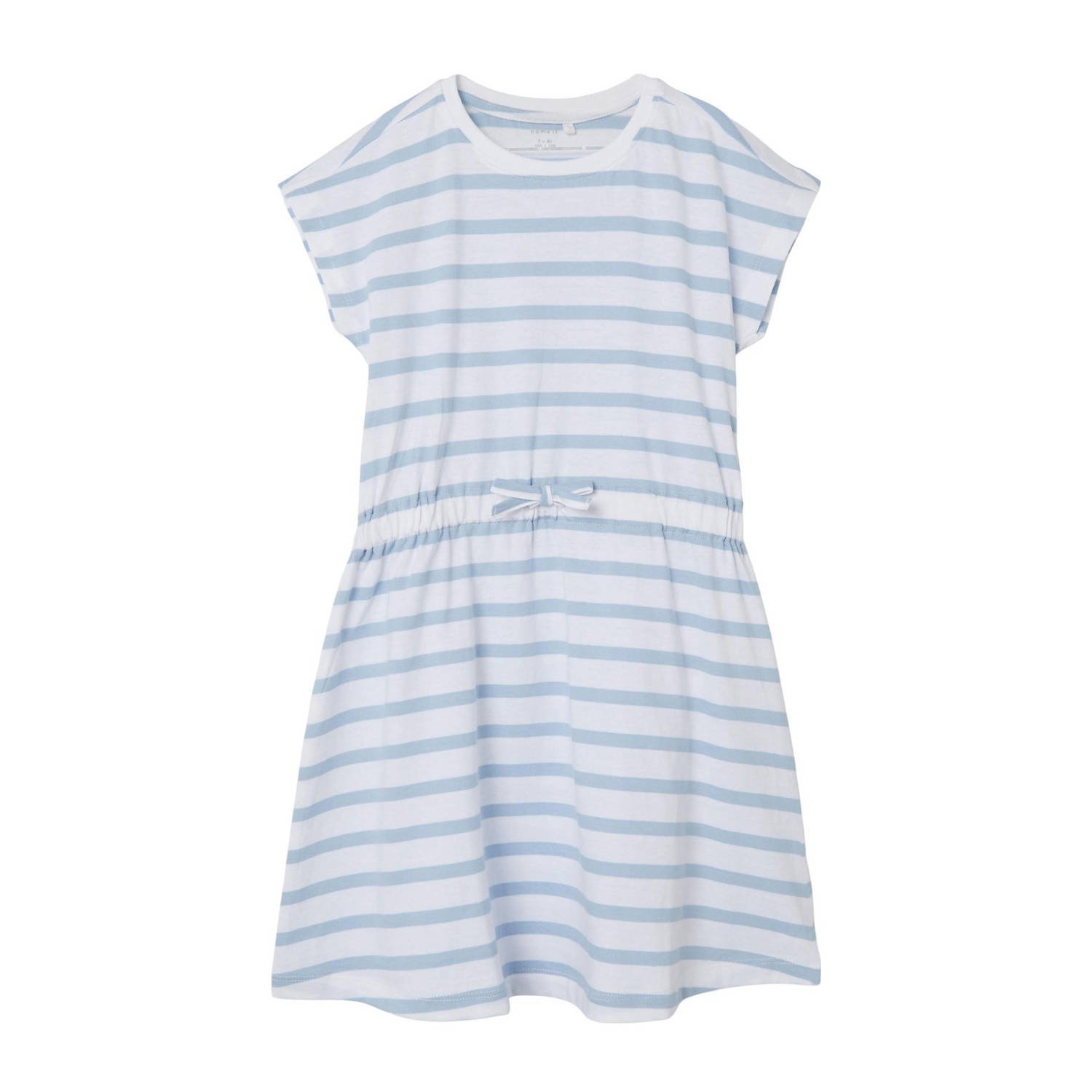 Name it KIDS gestreepte jurk NKFMIE lichtblauw wit Meisjes Katoen Ronde hals 146