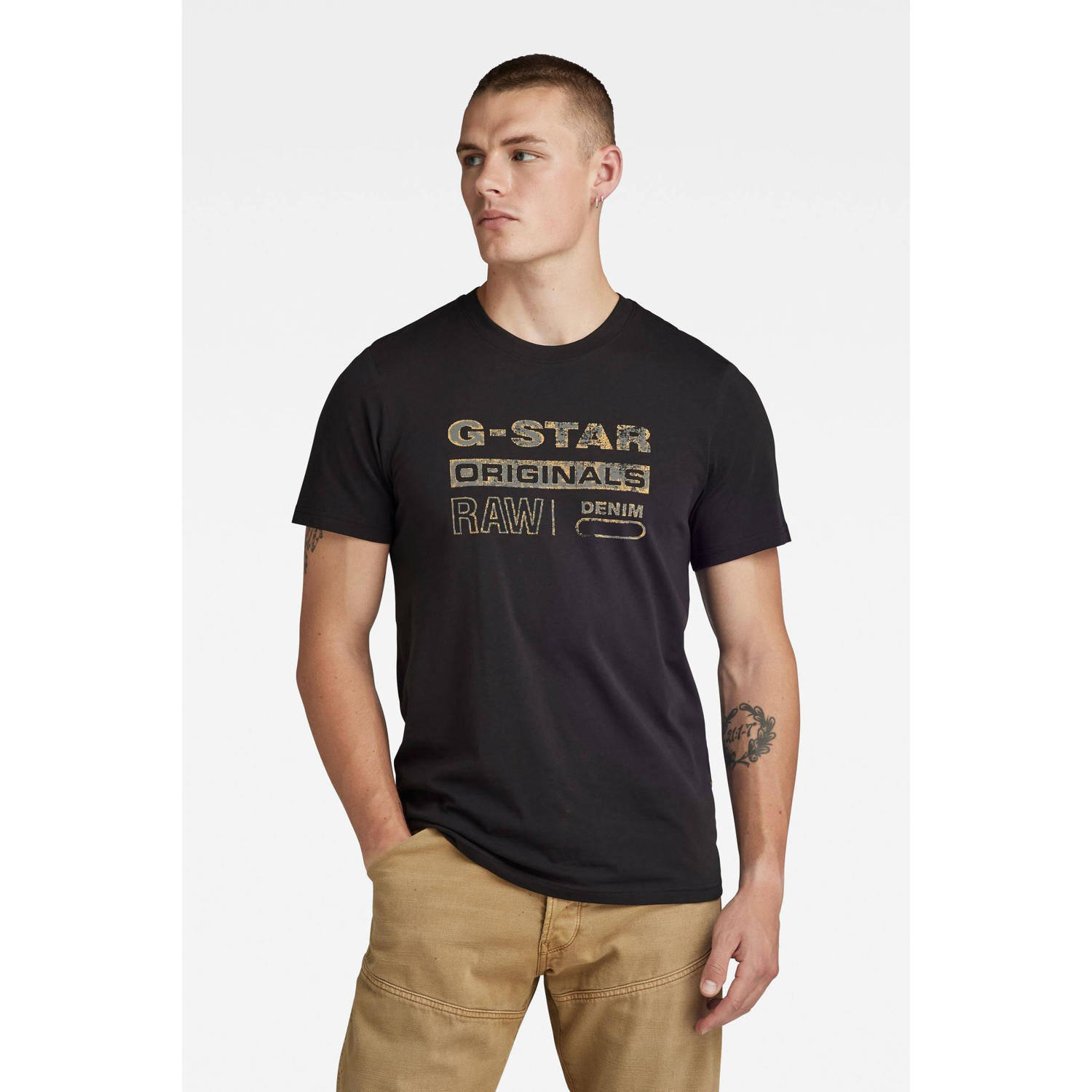 G-Star RAW T-shirt met printopdruk zwart