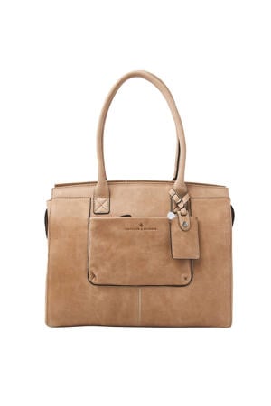 15.6 inch leren laptoptas Carisma beige