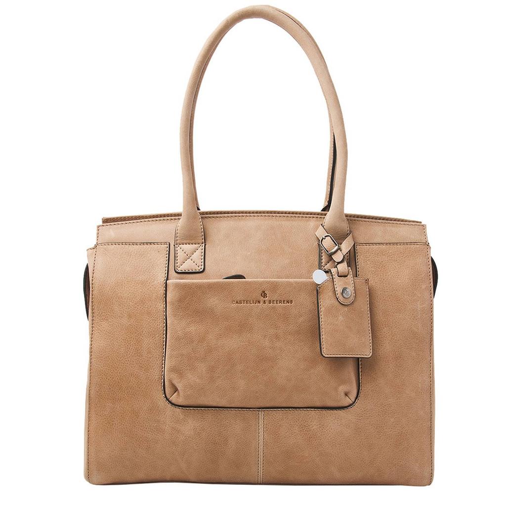 Castelijn & Beerens 15.6 inch leren laptoptas Carisma beige