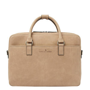 15.6 leren laptoptas Carisma beige