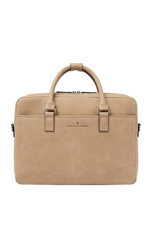 15.6 leren laptoptas Carisma beige