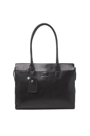 15.6 inch leren laptoptas Gaucho Ellen zwart