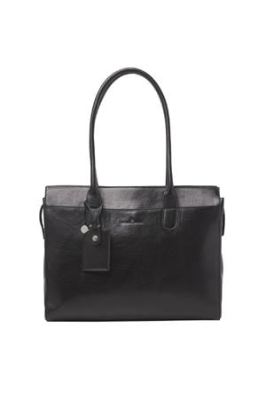15.6 inch leren laptoptas Gaucho Ellen zwart