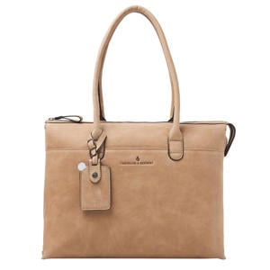 15.6 inch leren laptoptas Carisma beige