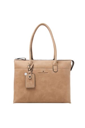 15.6 inch leren laptoptas Carisma beige