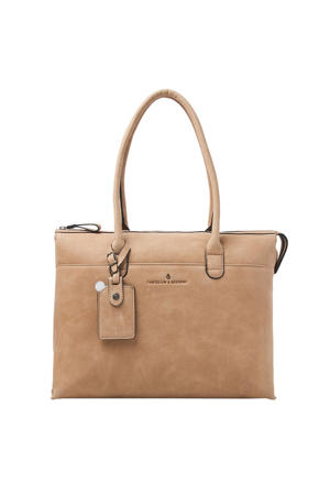 15.6 inch leren laptoptas Carisma beige