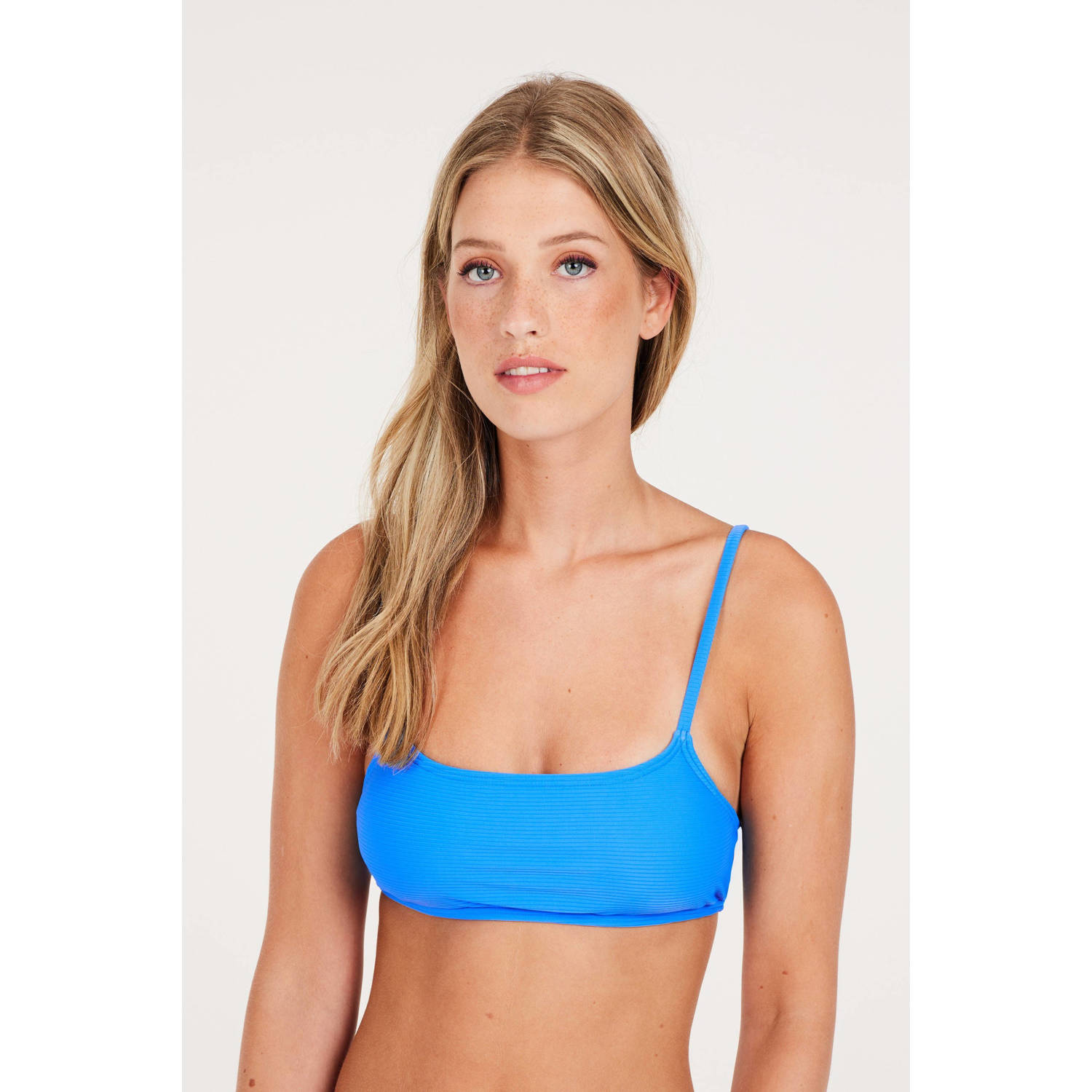 Protest voorgevormde crop bikini PRTHIZZER met ribstructuur blauw