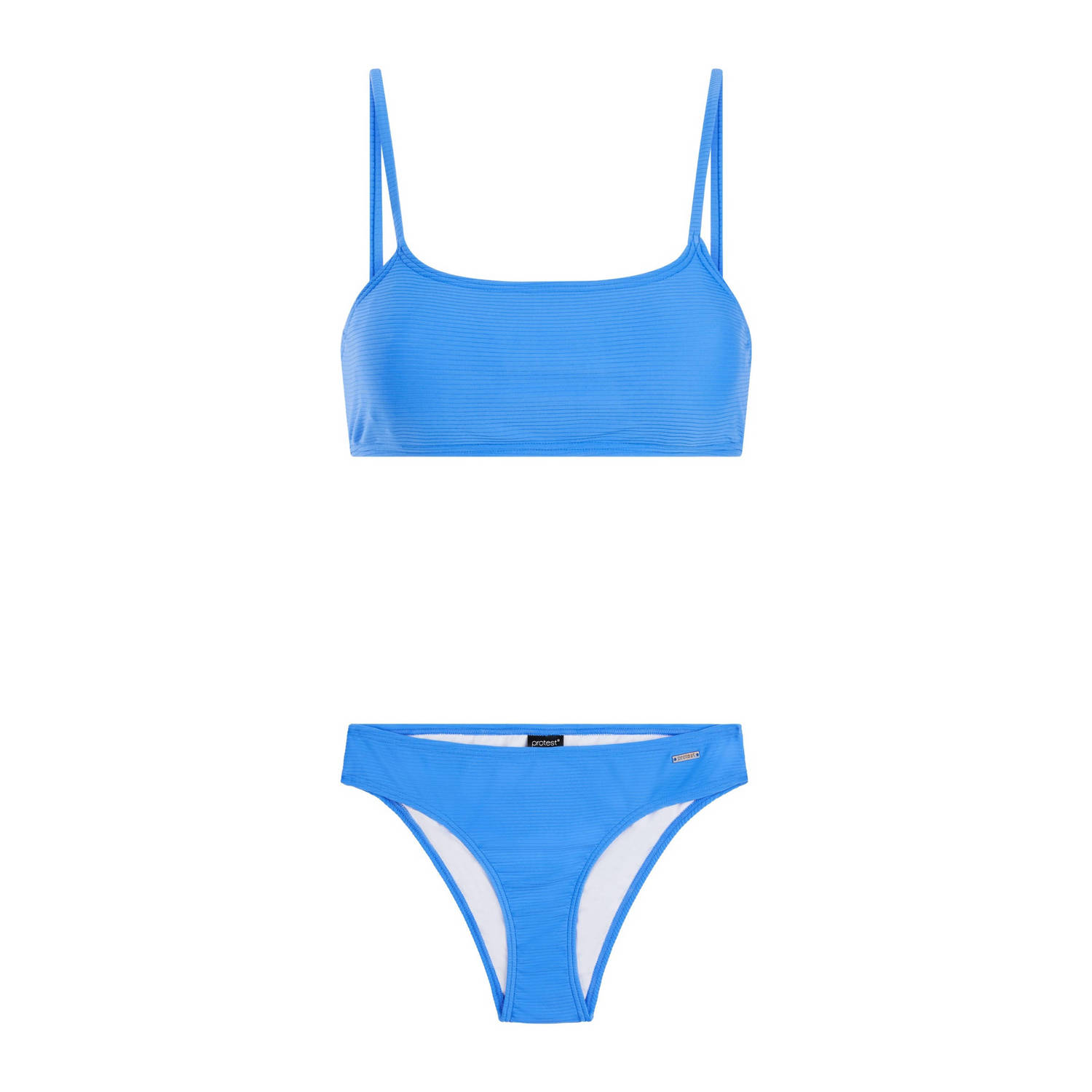 Protest voorgevormde crop bikini PRTHIZZER met ribstructuur blauw