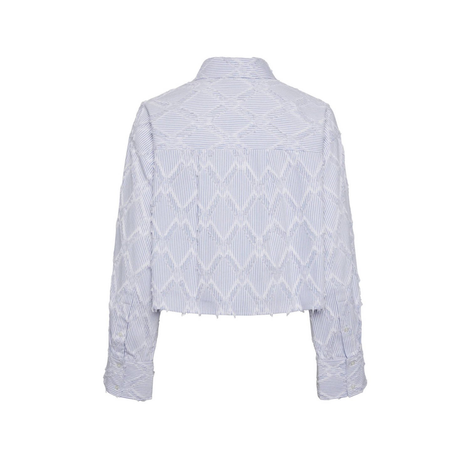 Y.A.S gestreepte blouse YASLEO lichtblauw wit