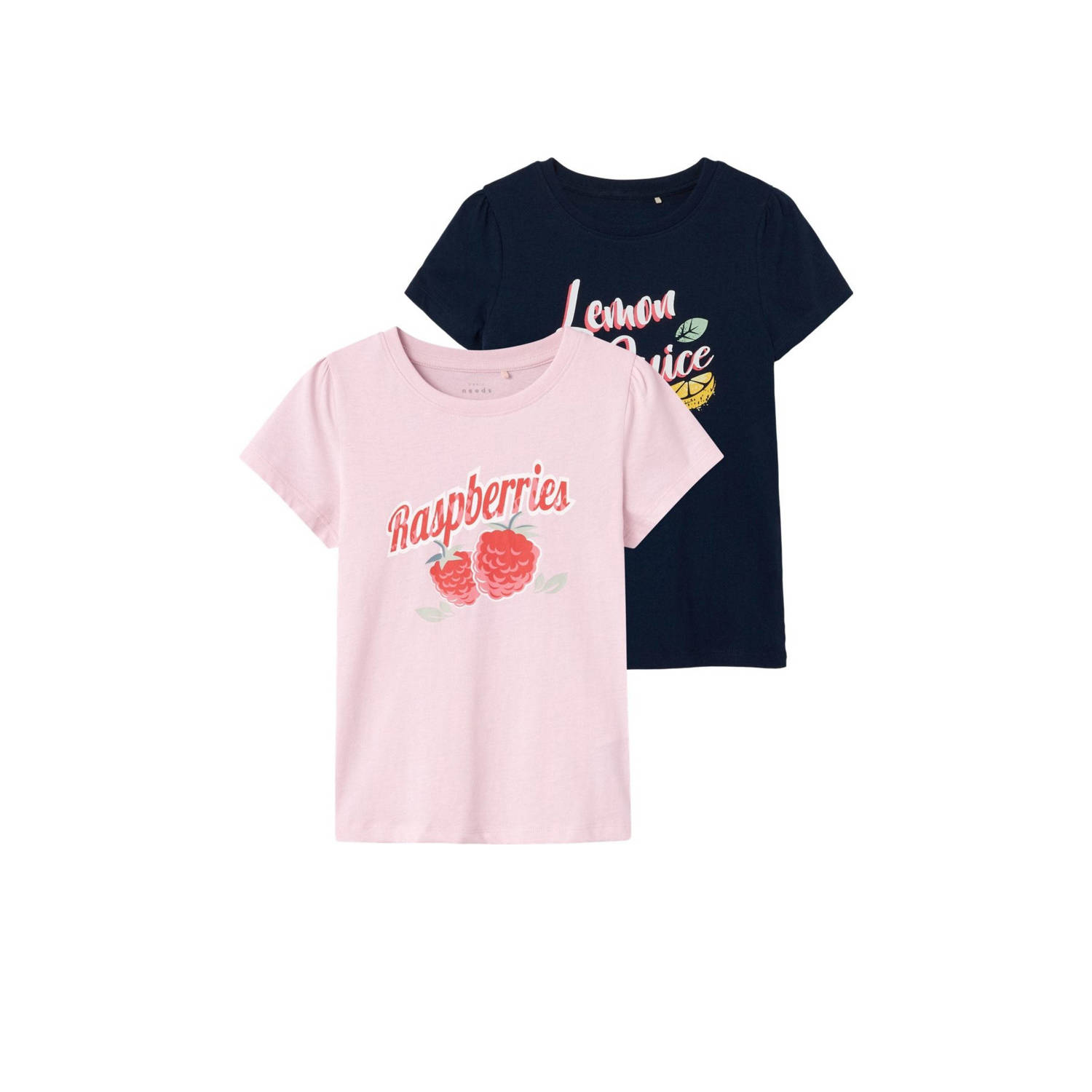 Name it KIDS T-shirt NKFVIBEKE (set van 2) Roze Meisjes Katoen Ronde hals 146 152