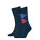 Tommy Hilfiger geruite sokken - donkerblauw/rood (set van 2)