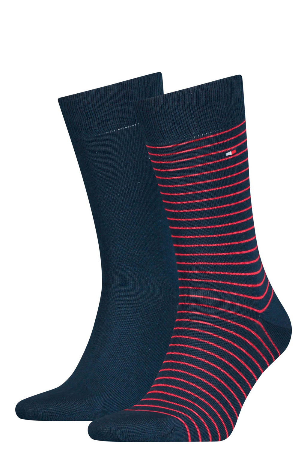 Tommy Hilfiger gestreepte sokken - donkerblauw/rood (set van 2)