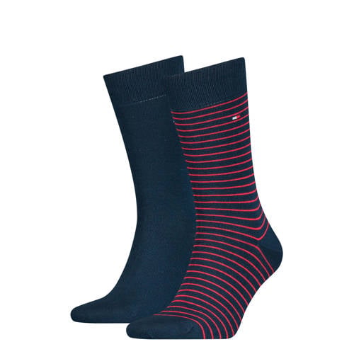 Tommy Hilfiger gestreepte sokken - set van 2 donkerblauw/rood afbeelding