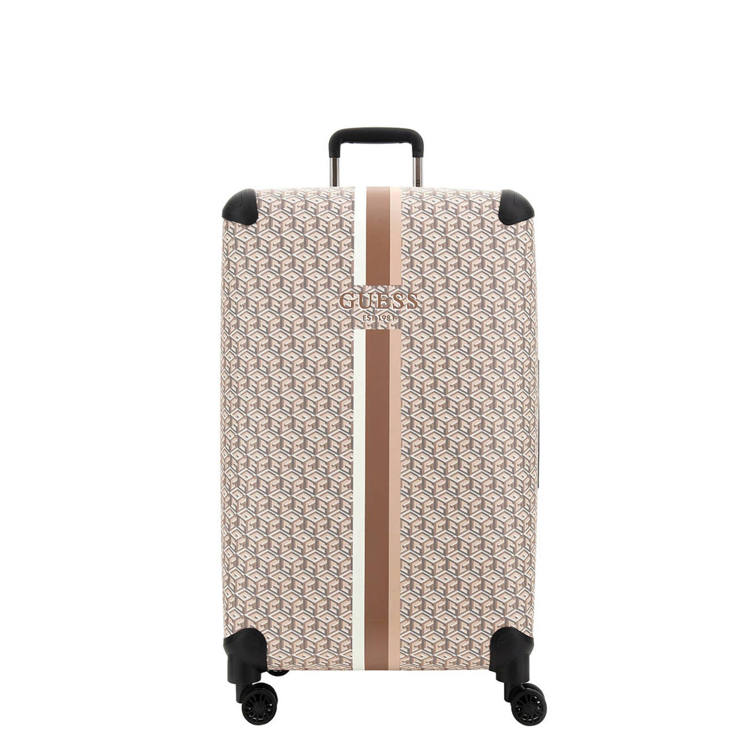 GUESS trolley Wilder 70 cm. met grafische print lichtroze