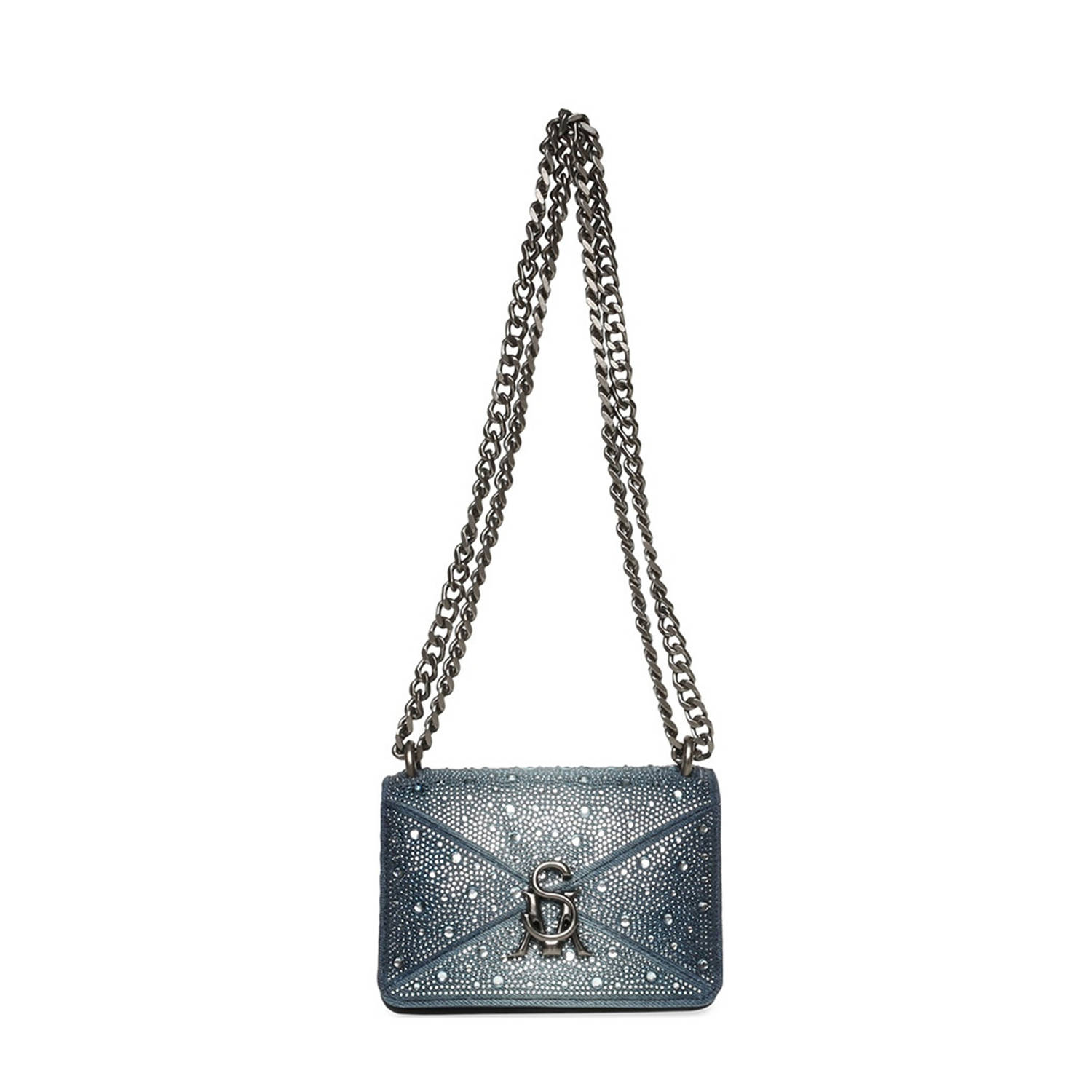 Steve Madden denim crossbody tas met strass BRONI blauw