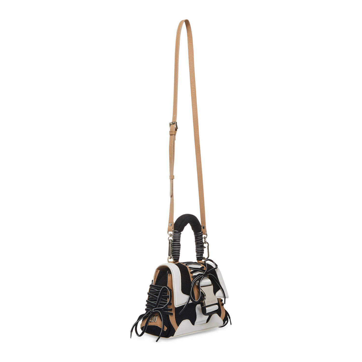Steve Madden crossbody tas BDIEGO zwart ecru lichtbruin