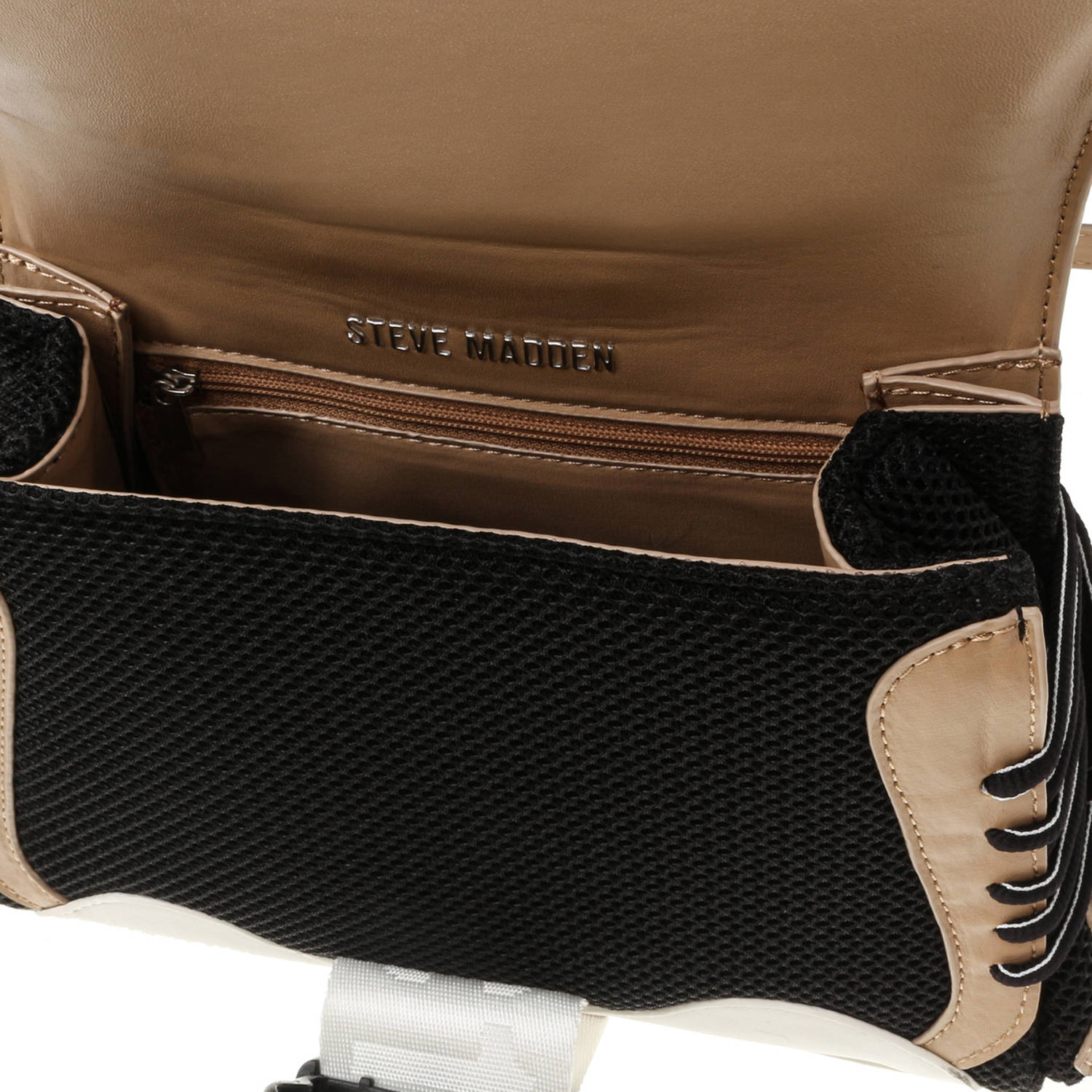 Steve Madden crossbody tas BDIEGO zwart ecru lichtbruin