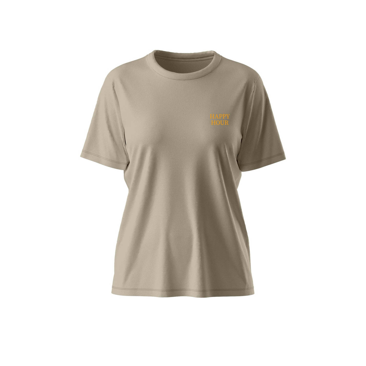 JDY T-shirt DRINKS met backprint taupe