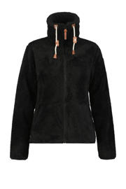 thumbnail: Zwarte dames Icepeak teddy fleecevest Colony van polyester met melée print, lange mouwen, opstaande kraag en ritssluiting