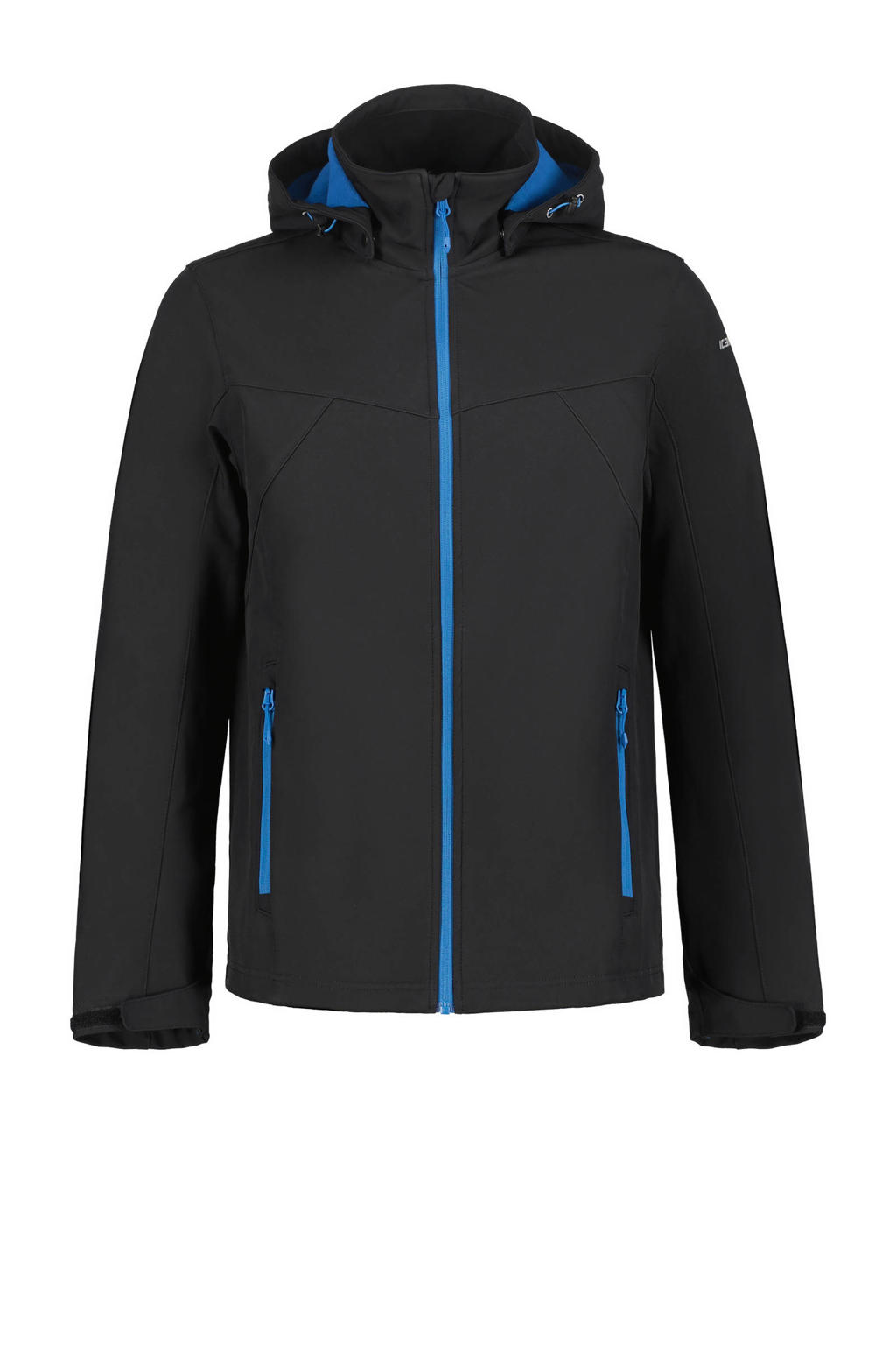 Zwarte heren Icepeak outdoor jas Brimfield van polyester met effen, lange mouwen, capuchon en rits met windvanger