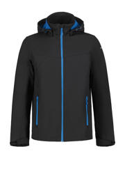 thumbnail: Zwarte heren Icepeak outdoor jas Brimfield van polyester met effen, lange mouwen, capuchon en rits met windvanger