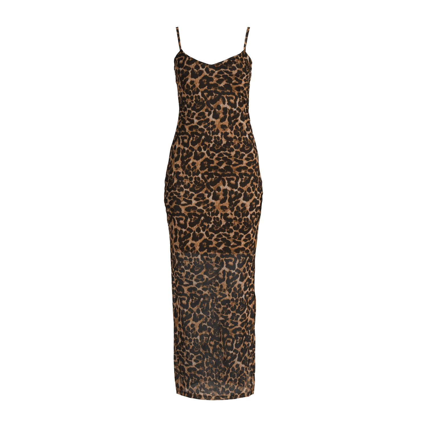 JDY maxi jurk LEA met dierenprint bruin zwart