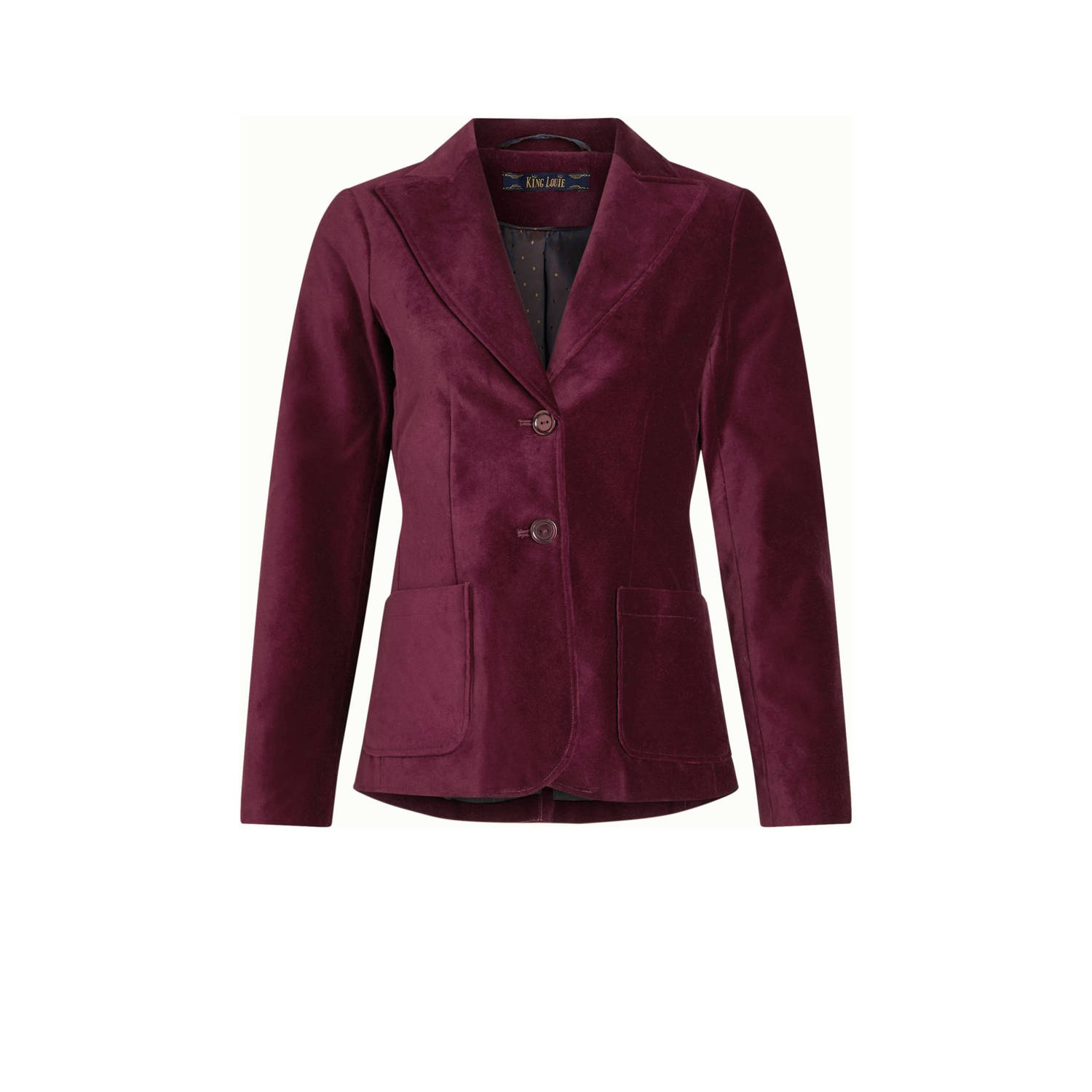 King Louie fluwelen rechtvallende blazer Bibi Blazer Uni Fargo donkerrood
