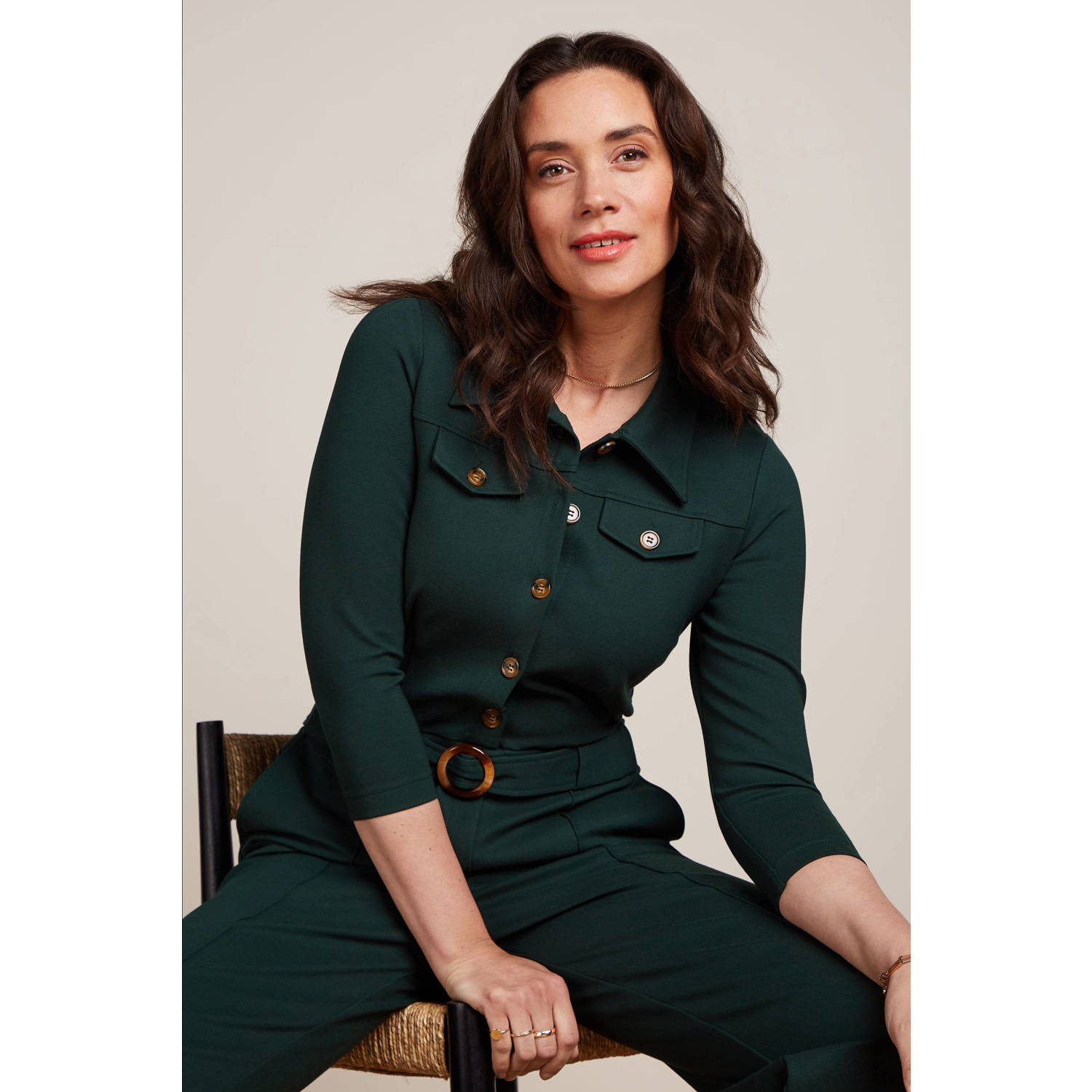King Louie jumpsuit Alexa donkergroen