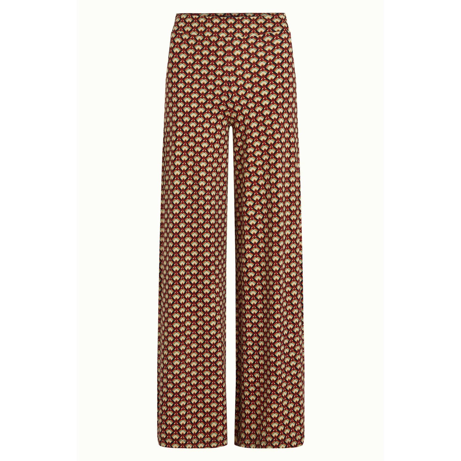 King Louie high waist wide leg broek Border Palazzo Pants Valet met grafische print rood donkerblauw groen