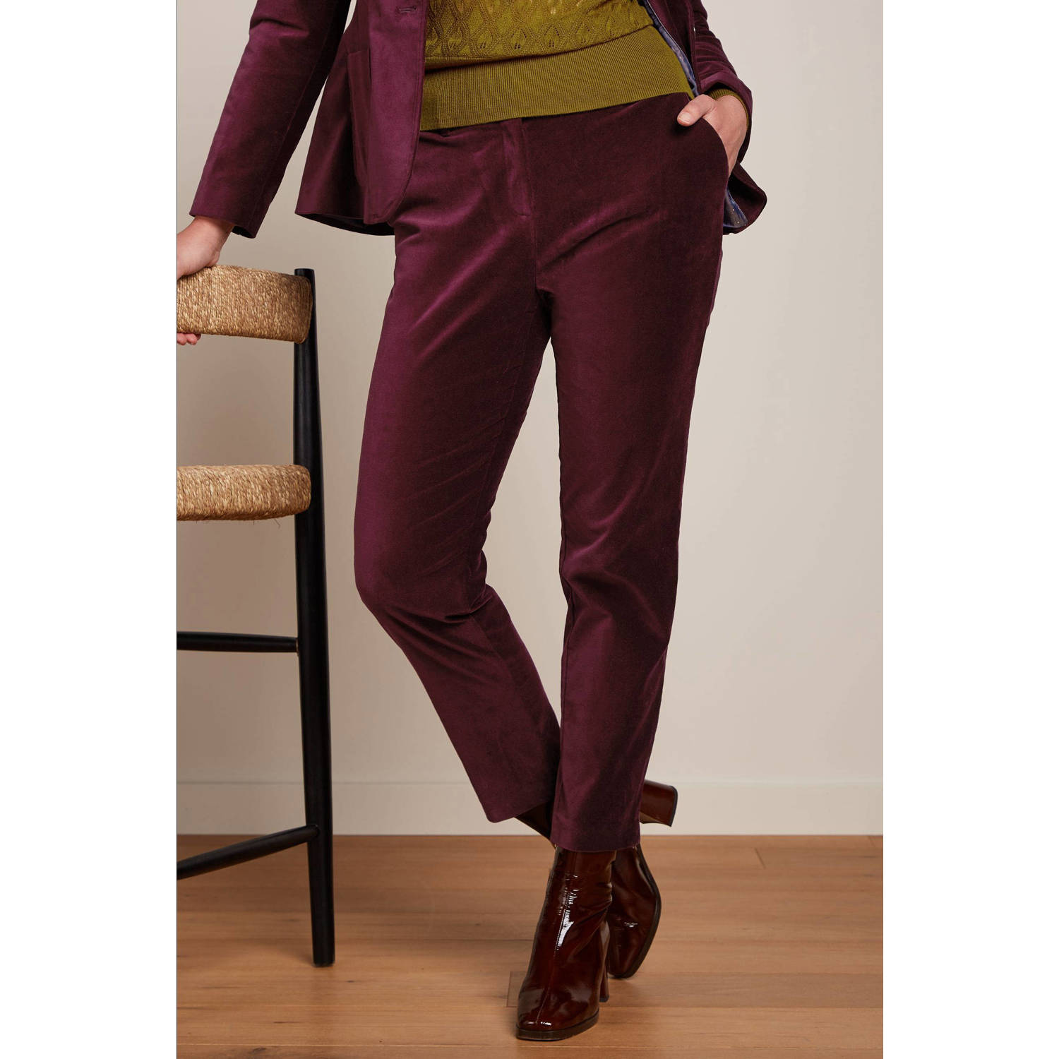King Louie regular fit broek Ann donkerrood