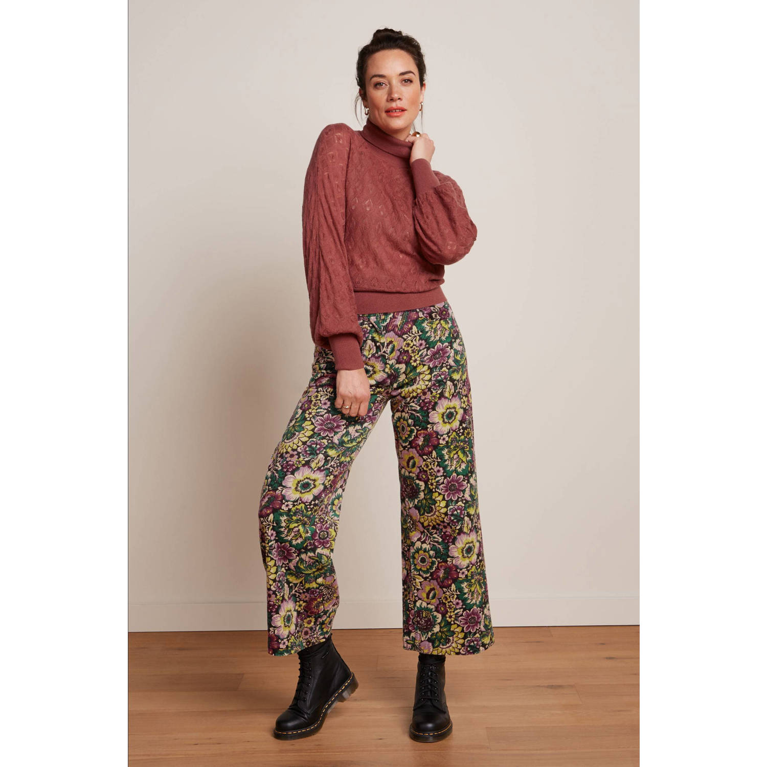 King Louie gebloemde high waist wide leg broek Paige multi