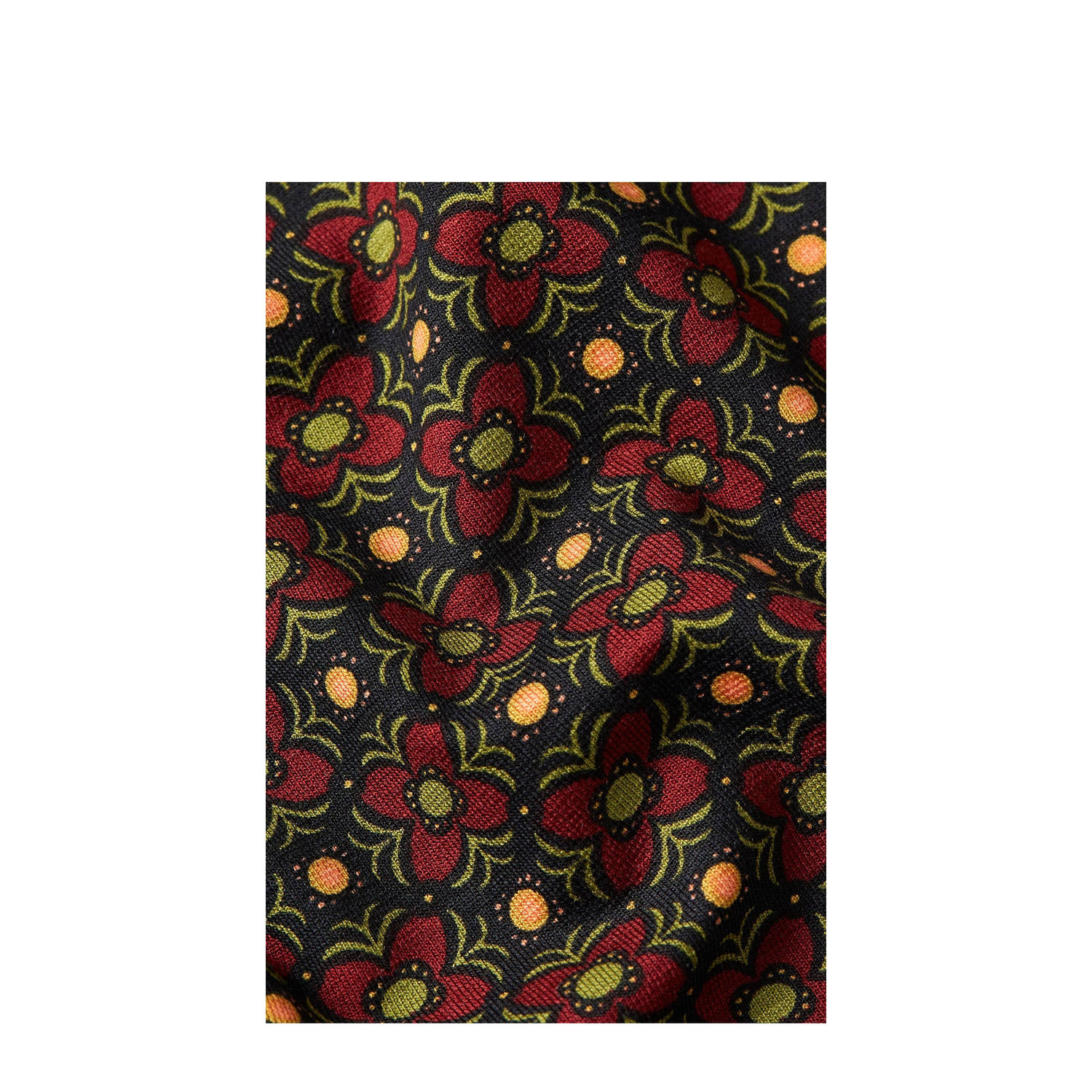 King Louie blouse Carina Blouse Valley met grafische print en plooien rood groen geel