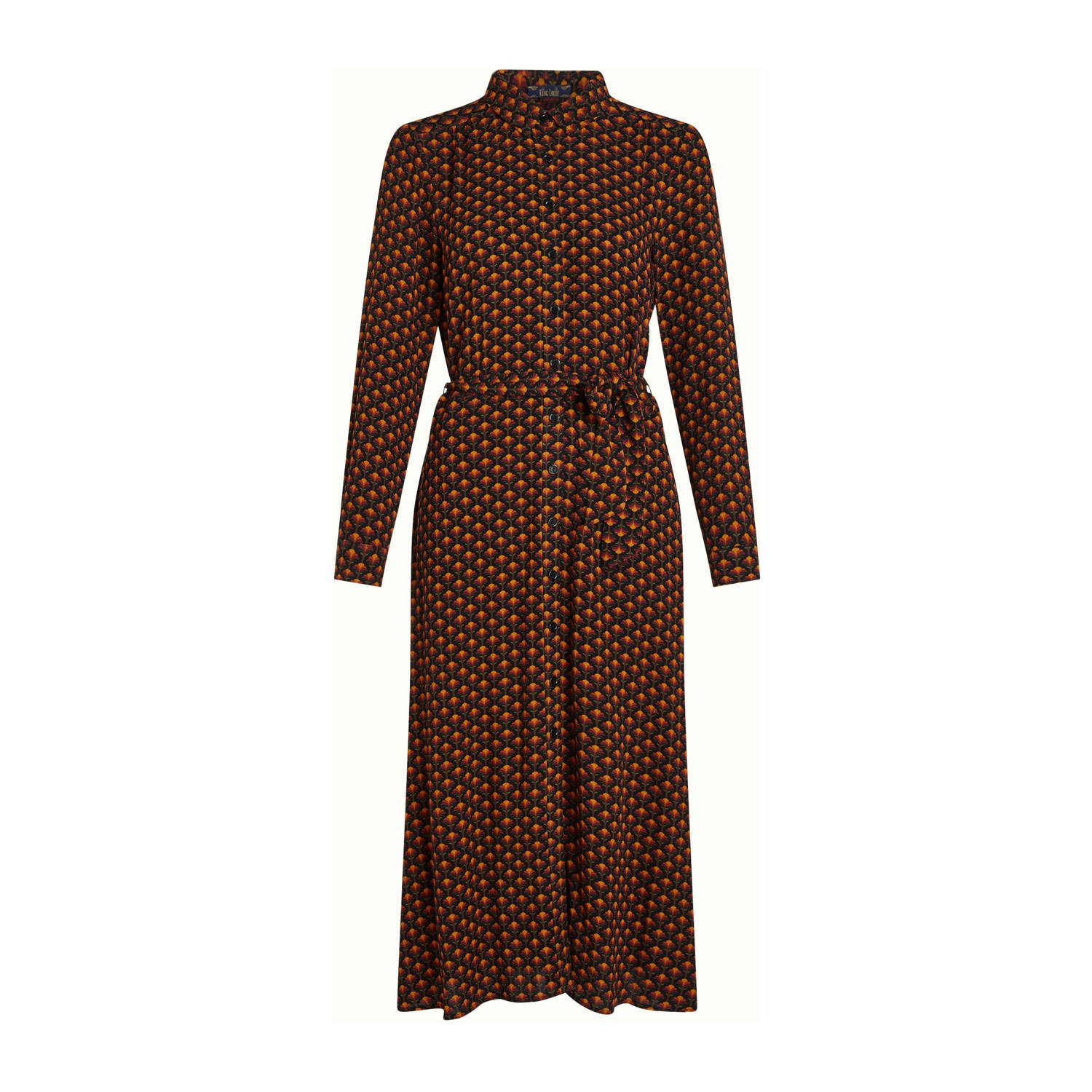 King Louie maxi blousejurk Olive Dress Mayfield met grafische print en ceintuur donkerrood