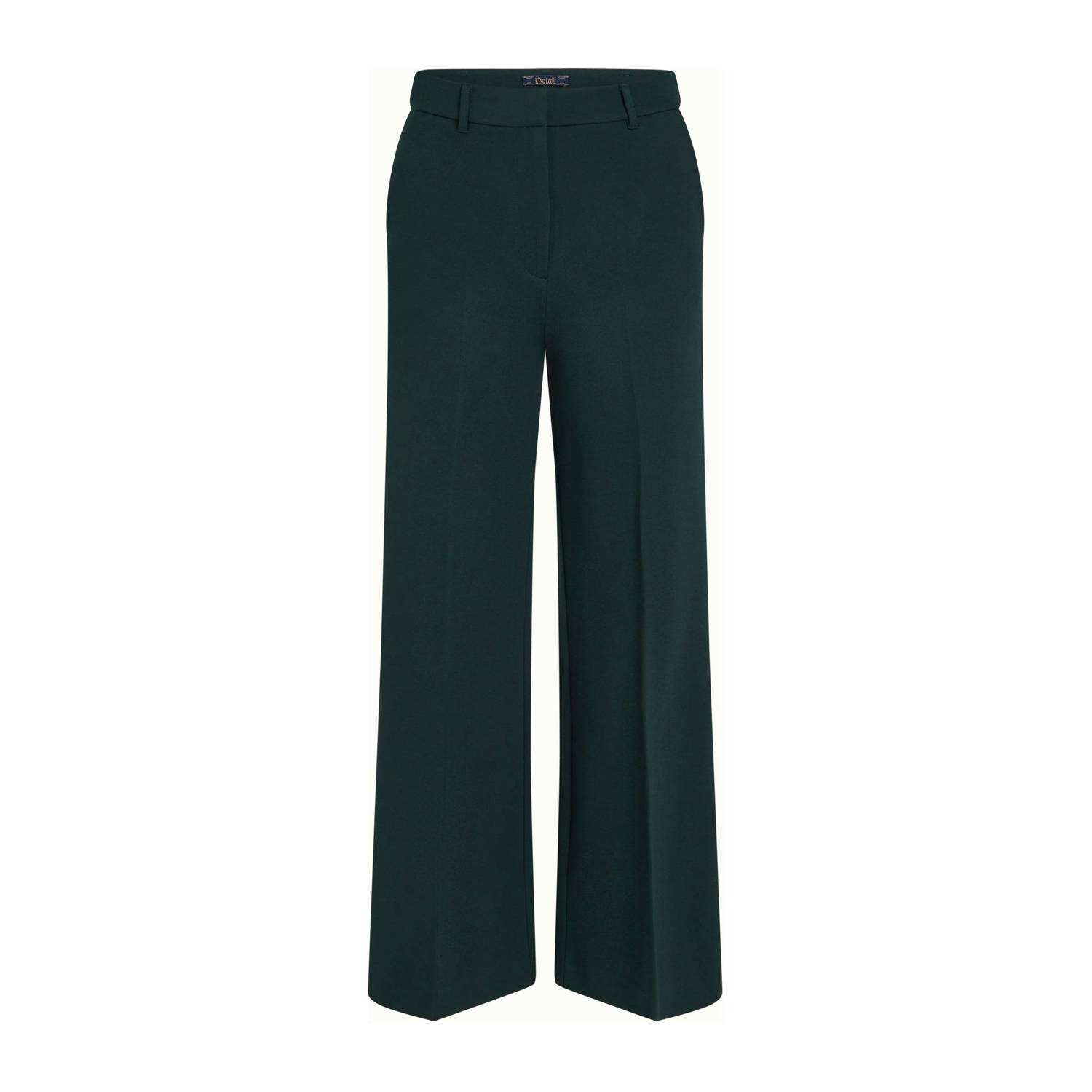 King Louie high waist wide leg broek Verna Pants Uni Rodeo donkergroen