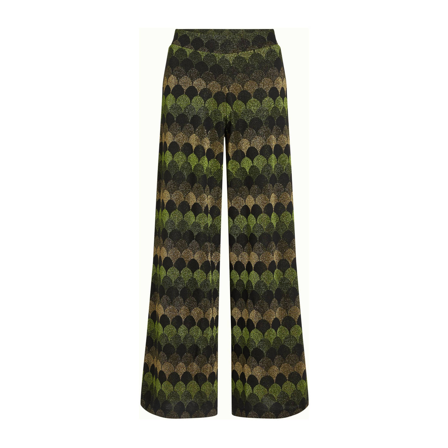King Louie high waist wide leg broek Border met grafische print en glitters groen