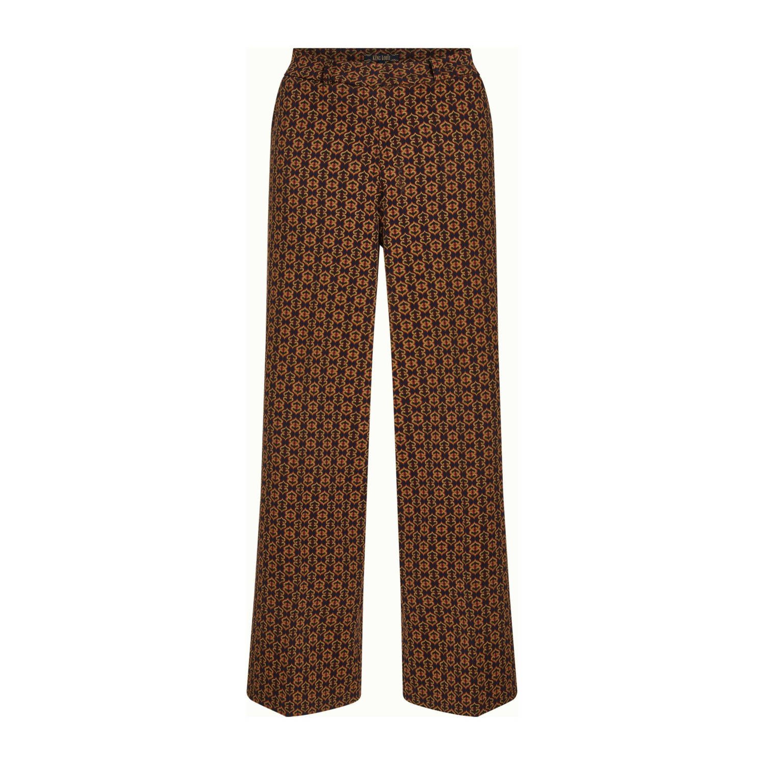 King Louie wide leg broek Federica Pants Ripley met grafische print geel groen