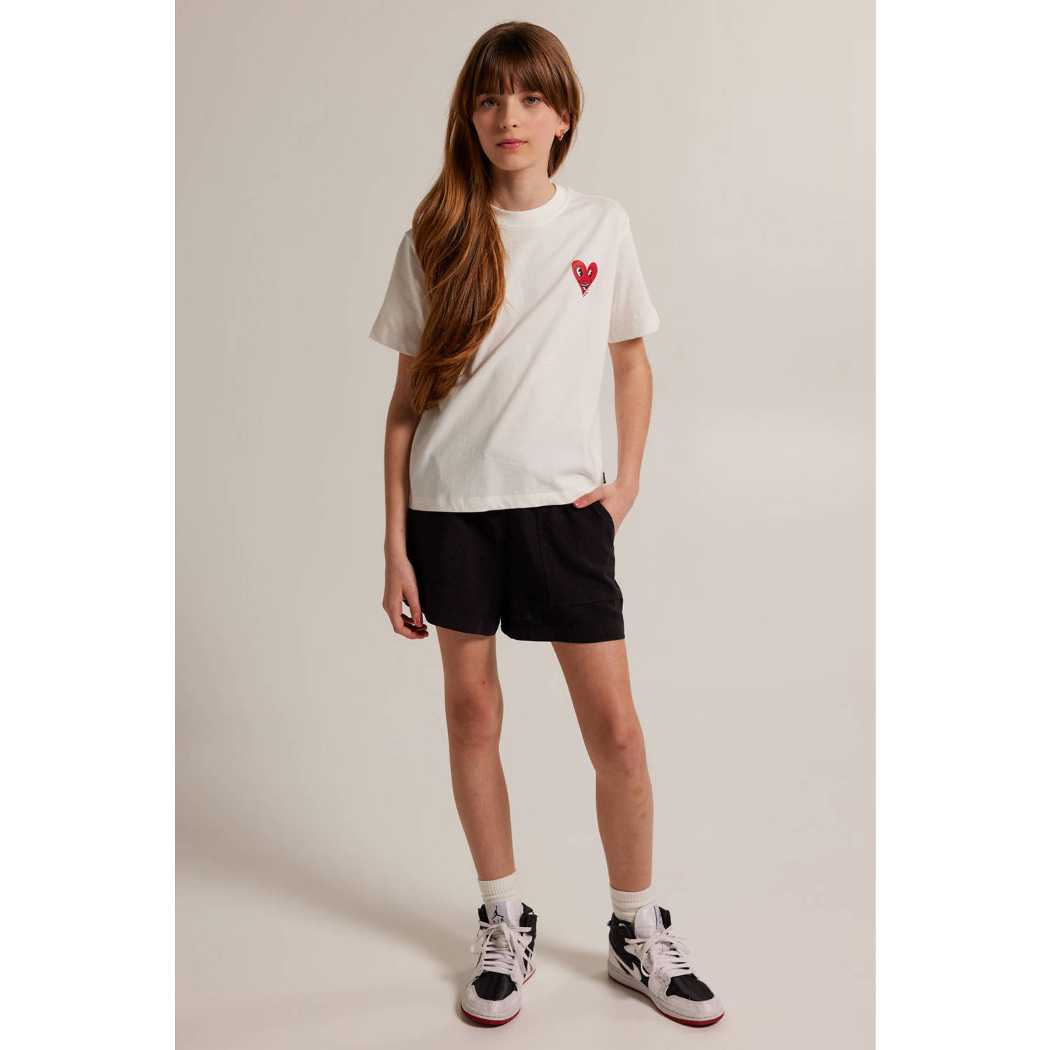 America Today T-shirt met backprint Wit Meisjes Katoen Ronde hals Backprint 134 140