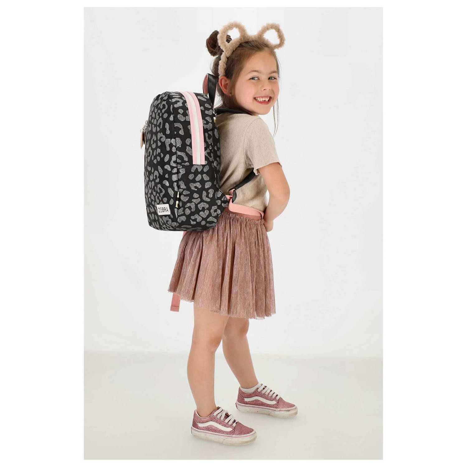 Zebra Trends rugzak Inaya S zwart zilverkleurig