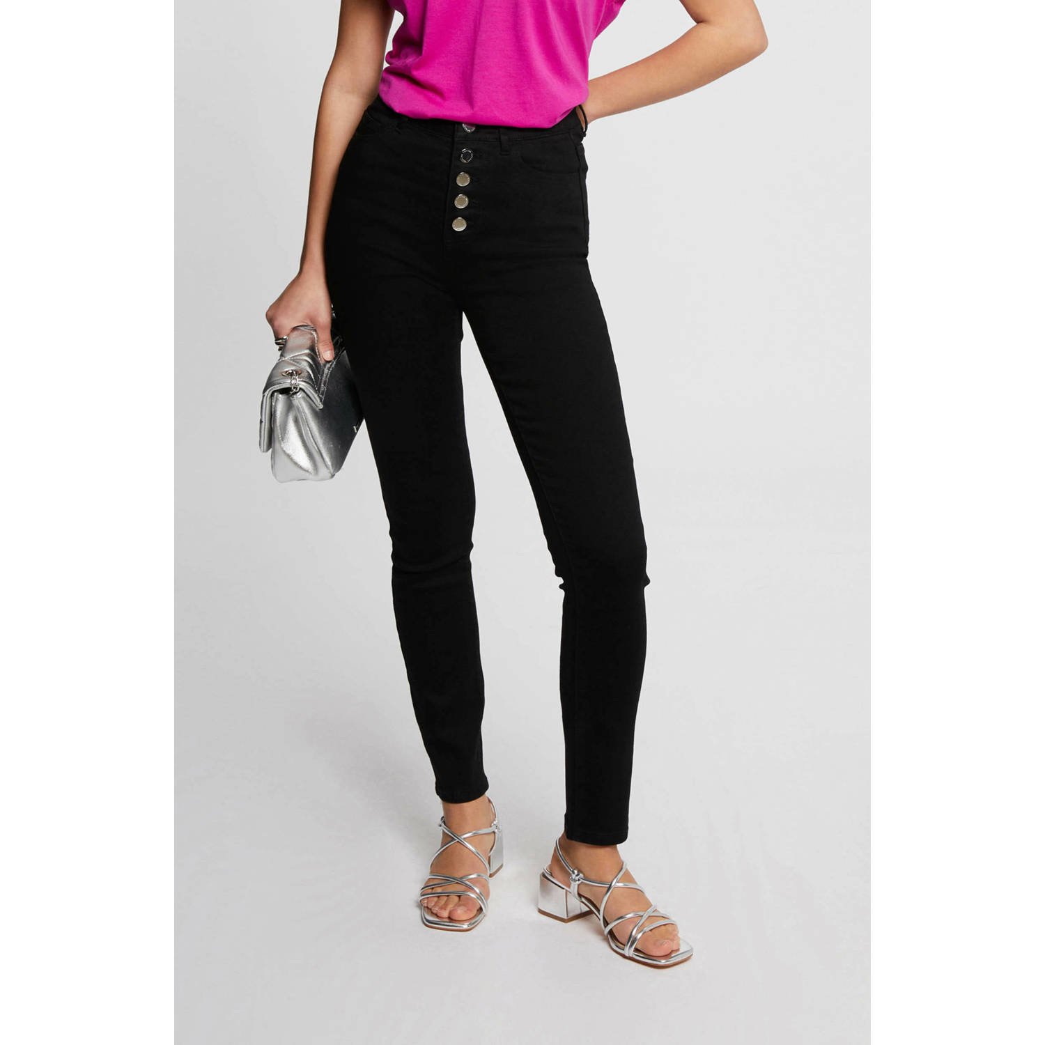 Morgan high waist skinny jeans zwart