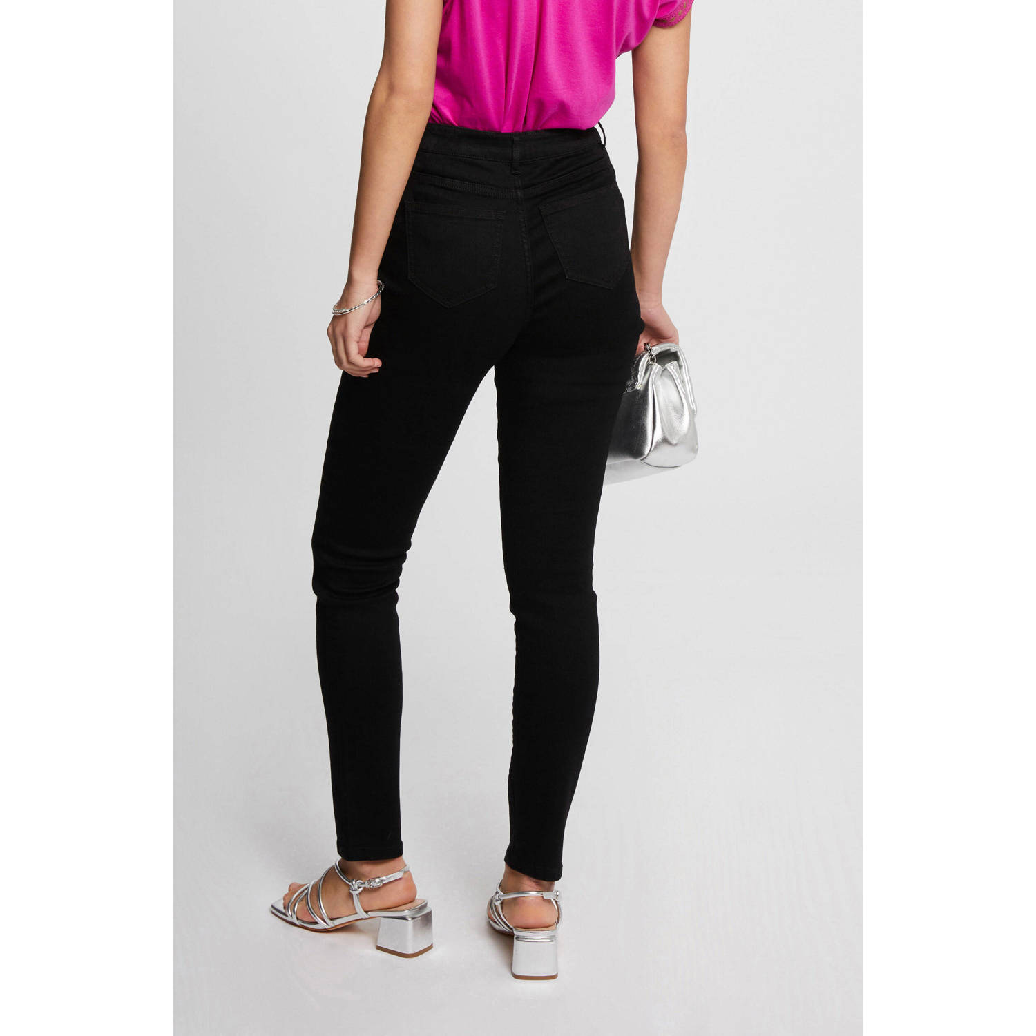 Morgan high waist skinny jeans zwart