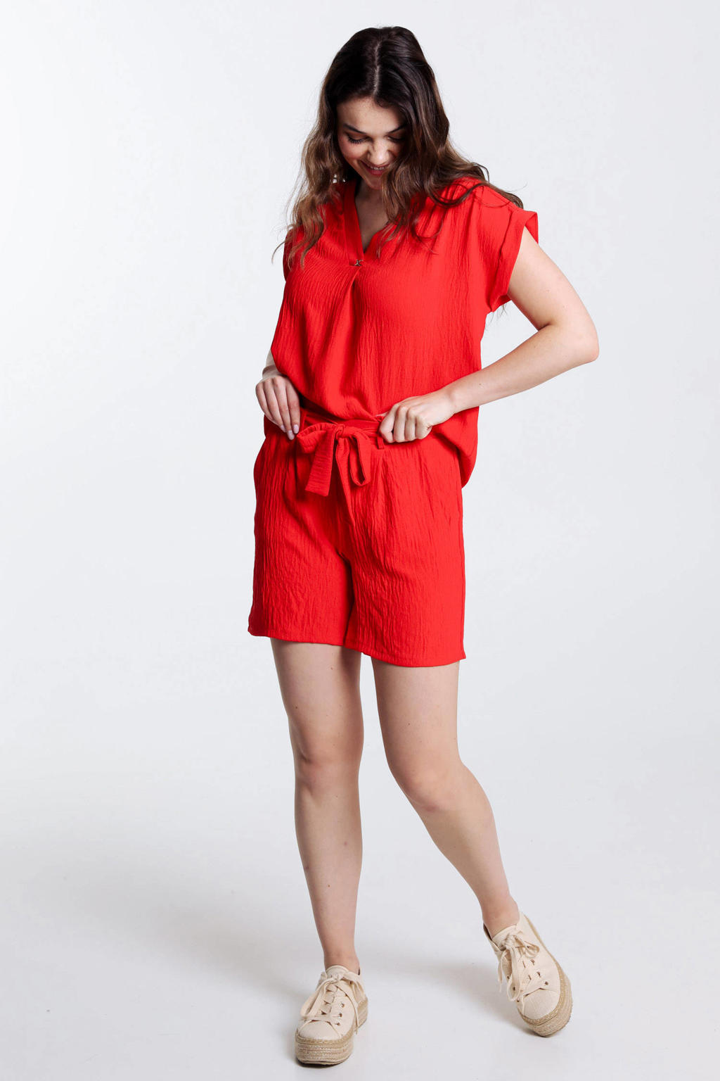 Cassis high waist loose fit short rood/oranje