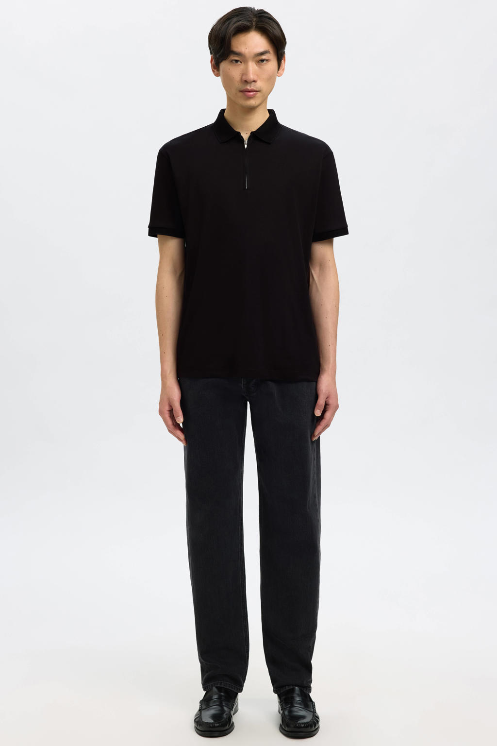 Selected regular fit polo SLHFAVE zwart